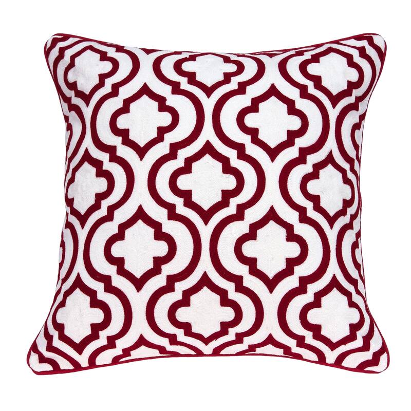 Moroccan Lattice Square Throw Pillow - 20" - Red and White