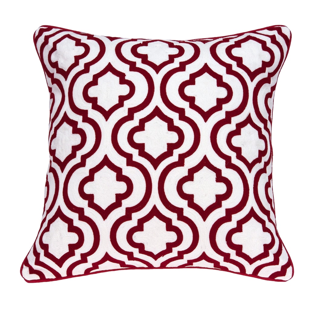 Moroccan Lattice Square Throw Pillow - 20" - Red and White
