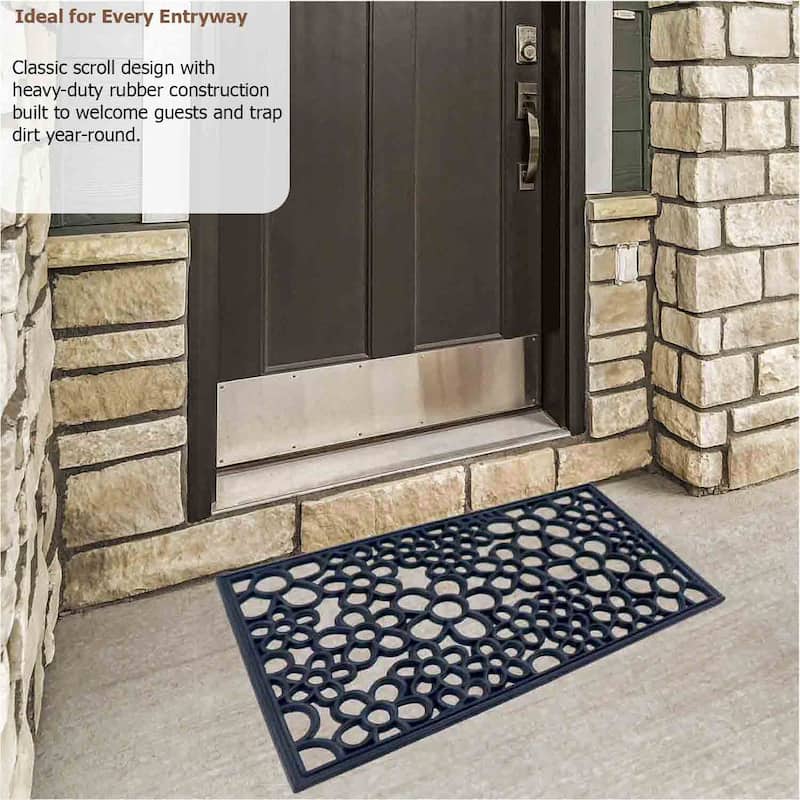 Gardenised Heavy Duty Coco Coir Doormat Non Slip PVC Baking Embossed Welcome Design Natural Coconut Fiber Floor Mat 18x30"