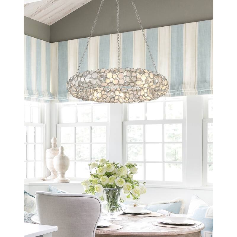 Palla 8 Light Antique Silver Chandelier - 32"W x 5.25"H x 32"D