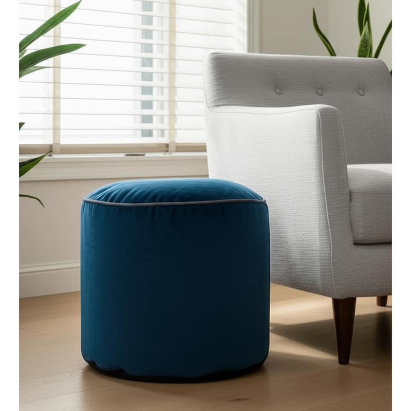 Qiviut Blue Tall Pouf
