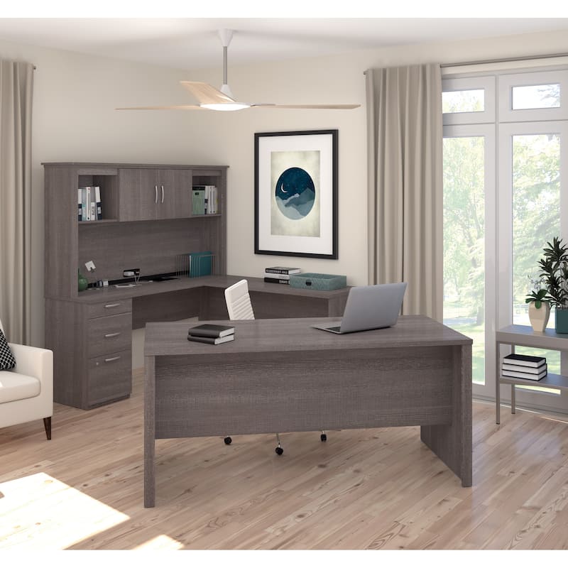 Logan U or L-Shaped Executive Office Desk with Hutch by Bestar