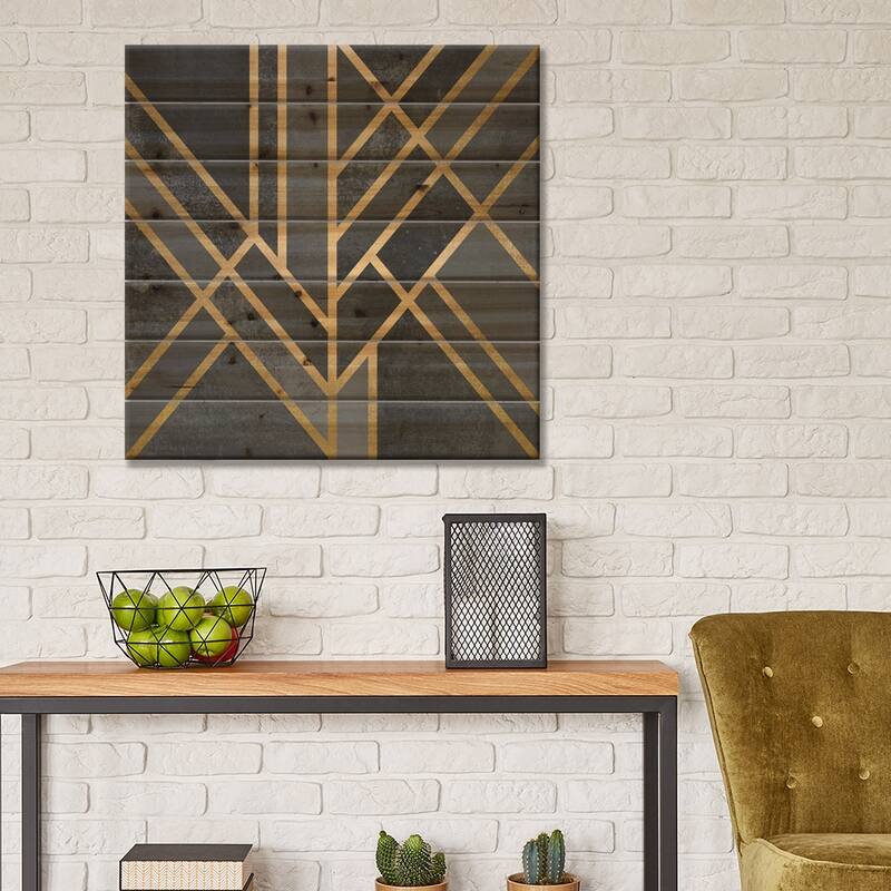 Art Deco Geometry I Print On Wood by Elisabeth Fredriksson - Multi-Color
