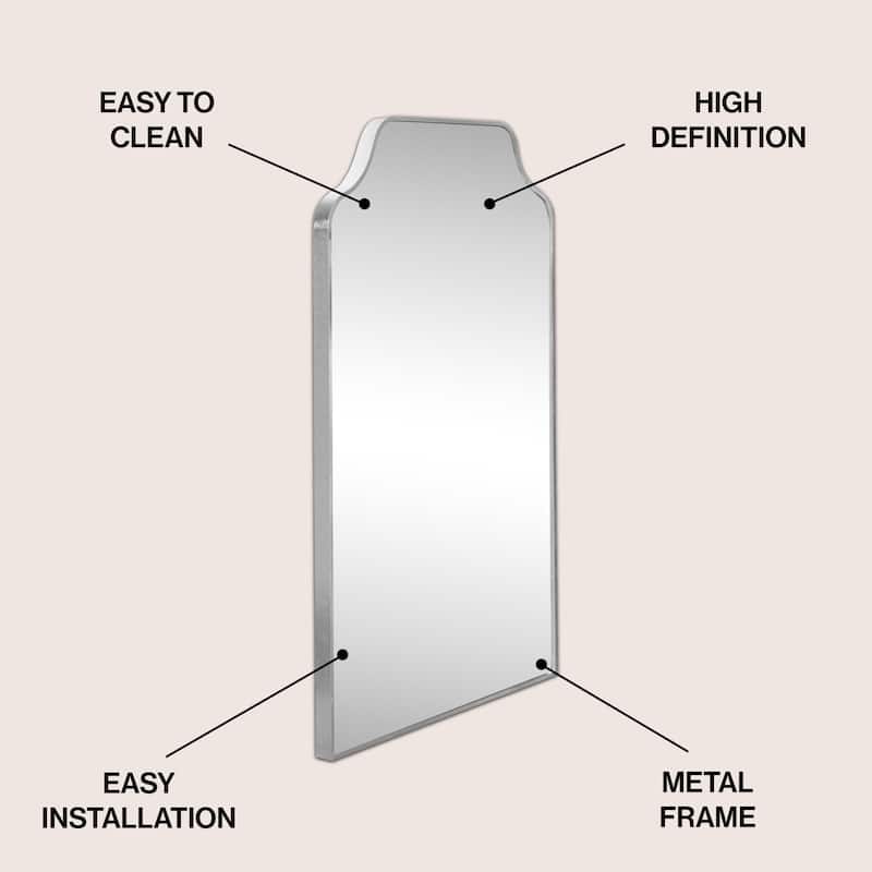 JONATHAN Y Scalloped-Top Metal Framed Wall Mounted Mirror - 36 H x 24 W x 1.08 D