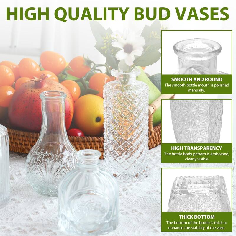36 Glass Bud Vase Set, Small Vases for Flowers, Clear Bud Vases for Centerpieces Mini Flower Vases in Bulk