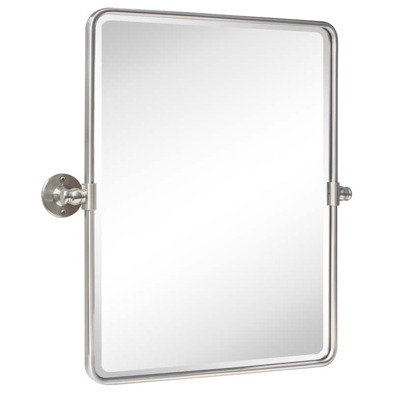 TEHOME Woodvale Rectangle Vertical Metal Wall Mirrors - 24" x 20" - Brushed Nickel