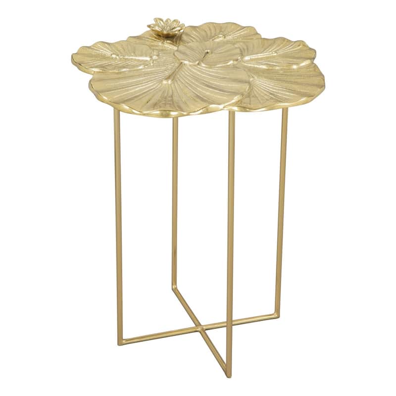 HomeRoots 21" Gold Aluminum And Iron Cross Legs End Table - 17' X '21.3' X '17