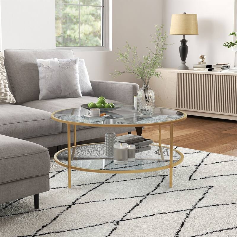 Side Table with Storage - Gold