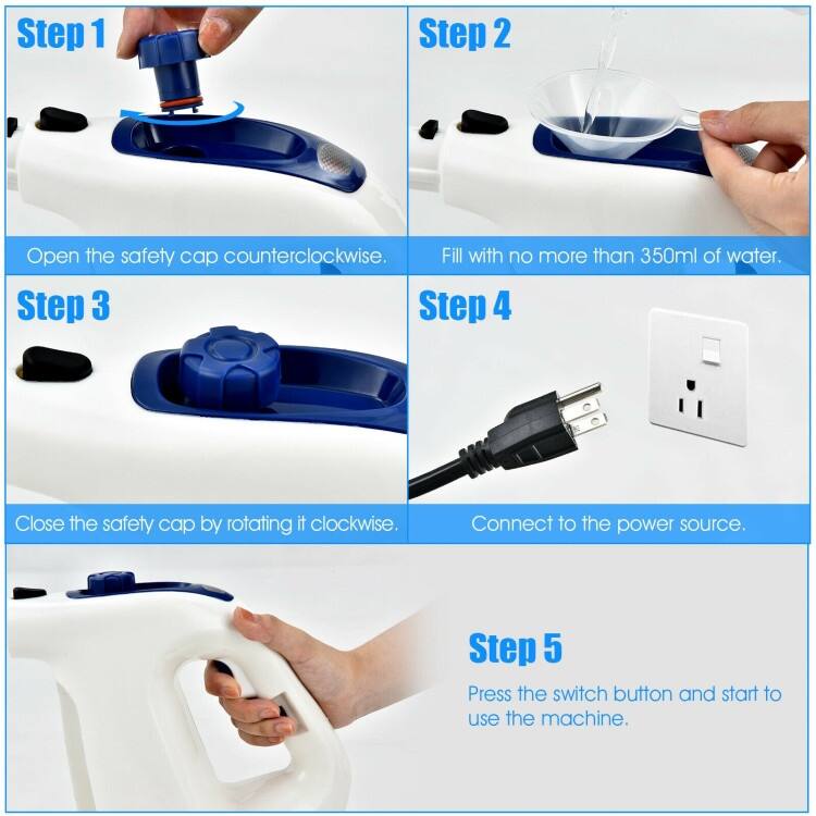 Powerful 1400W Handheld Steam Cleaner with 17 Accessories for Versatile Household Cleaning - 13" x 5" x 9.5" (L x W x H)