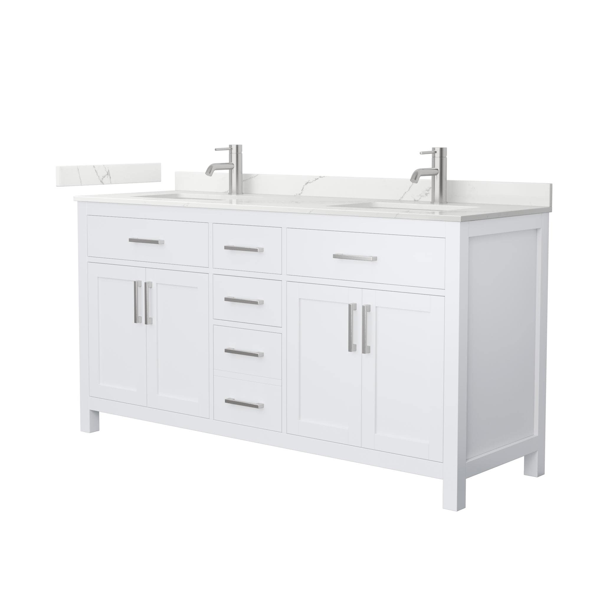 Wyndham Collection Beckett 66-inch Double Vanity, Quartz Top