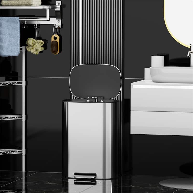 13 Gallon 50L Kitchen Foot Pedal Operated Soft Close Trash Can Bustbin