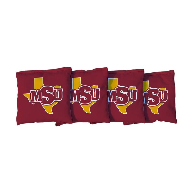Midwestern State MSU Mustangs Red Cornhole Bags - All-Weather Resin Filled