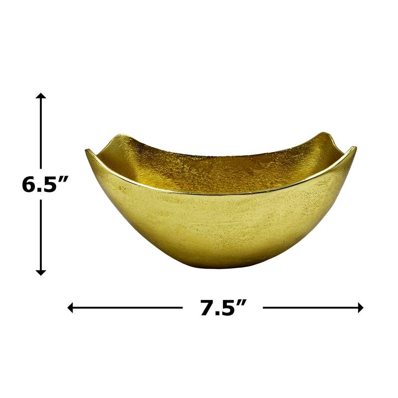 12.5 Inch Wide Decorative Handmade Aluminum Modern Bowl in Gold - 12.5 x 7.5 x 6.5 in