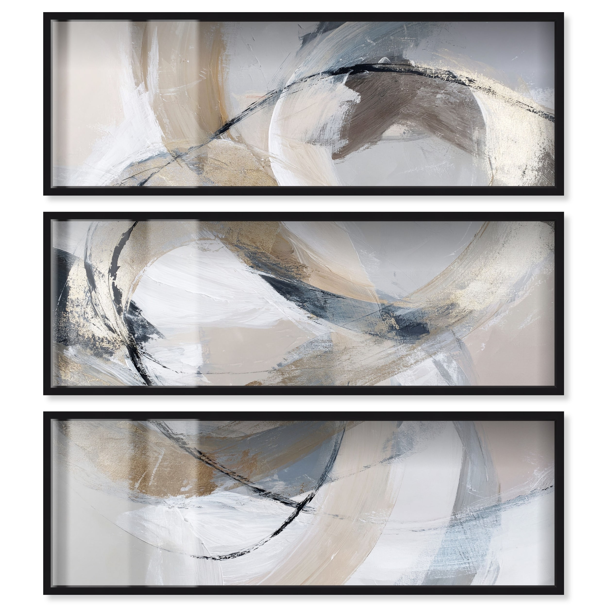 Gold Accent IV Large Abstract Art Set Shadowbox Print by Art Remedy