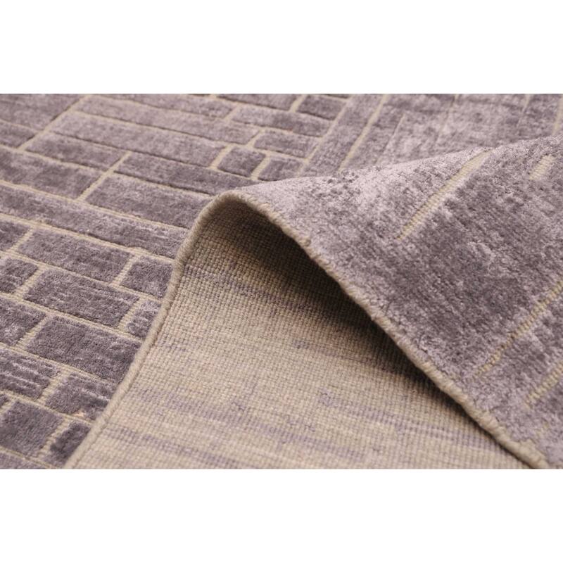ECARPETGALLERY Hand Loomed Elysian Grey Viscose Rug - 6'7 x 9'9