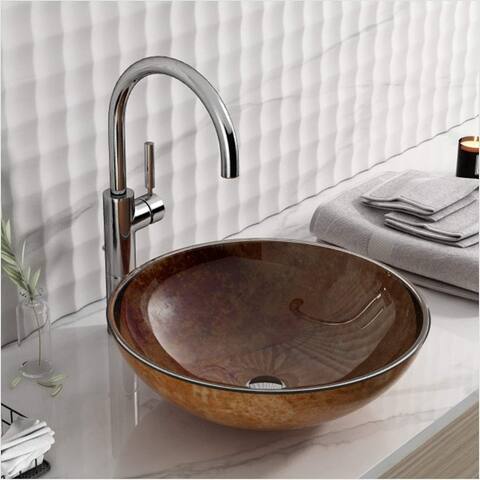 Handmade Thick & Durable, Artistic Bathroom Tempered Glass Sink