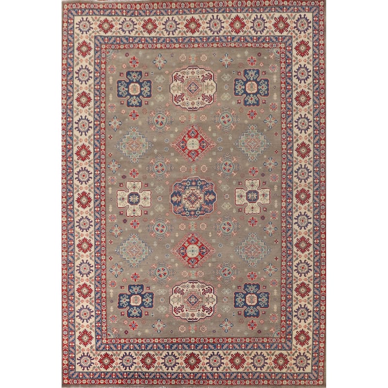 Geometric Kazak Area Rug Handmade Oriental Wool Carpet - 9'11"x 12'10"