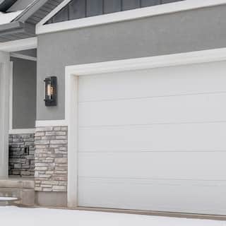 Pearl Street 7 in. 1-Light Black Modern Outdoor Wall Lantern with Clear Glass Shade - 16