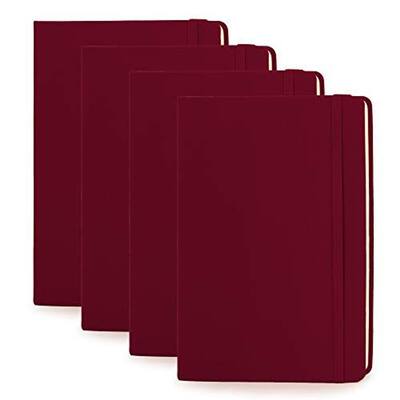 Paper Junkie A5 Dotted Notebooks - Grid Notebook, 192 pages, 5.7" x 8.4" (Wine, 4 Pack)