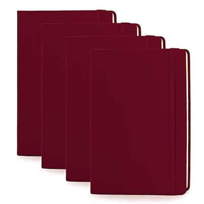 Paper Junkie A5 Dotted Notebooks - Grid Notebook, 192 pages, 5.7" x 8.4" (Wine, 4 Pack)