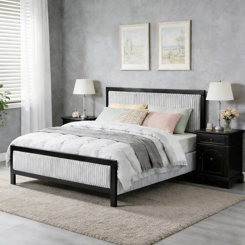 Christopher Knight Home - King/Queen Upholstered Platform Bed with Soft Headboard - Queen