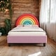 preview thumbnail 1 of 8, Rainbow Upholstered Twin Bed, Colorful & Pink, No Box Spring Pink