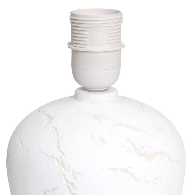 Rounded Marble Style Table Lamp with Drum Shade - 12.5" - White