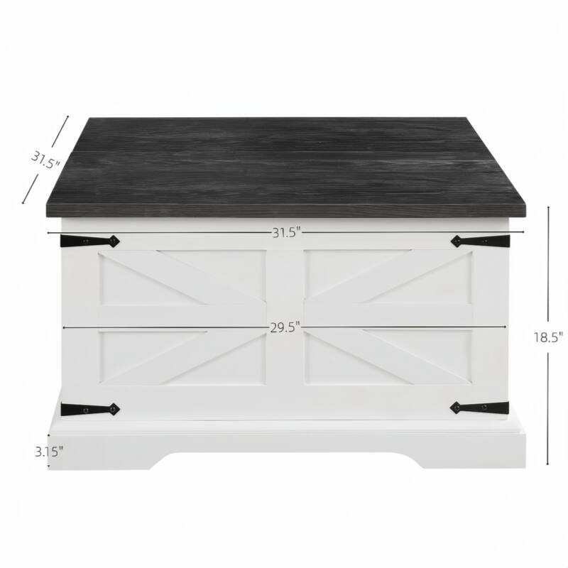 Square Wood Center Table with Large Hidden Storage Compartment for Living Room
