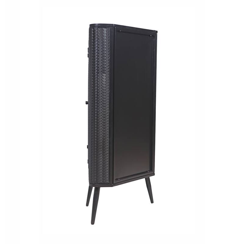 Modern 3-Tier Corner Storage Cabinet with Tempered Glass Doors, Removeable Shelves for Small Spaces
