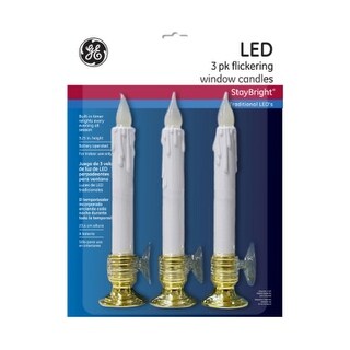 Shop Set Of 3 Led Battery Operated Flickering Window Christmas Candle Lamps With Timers 9 25 Overstock 17165932