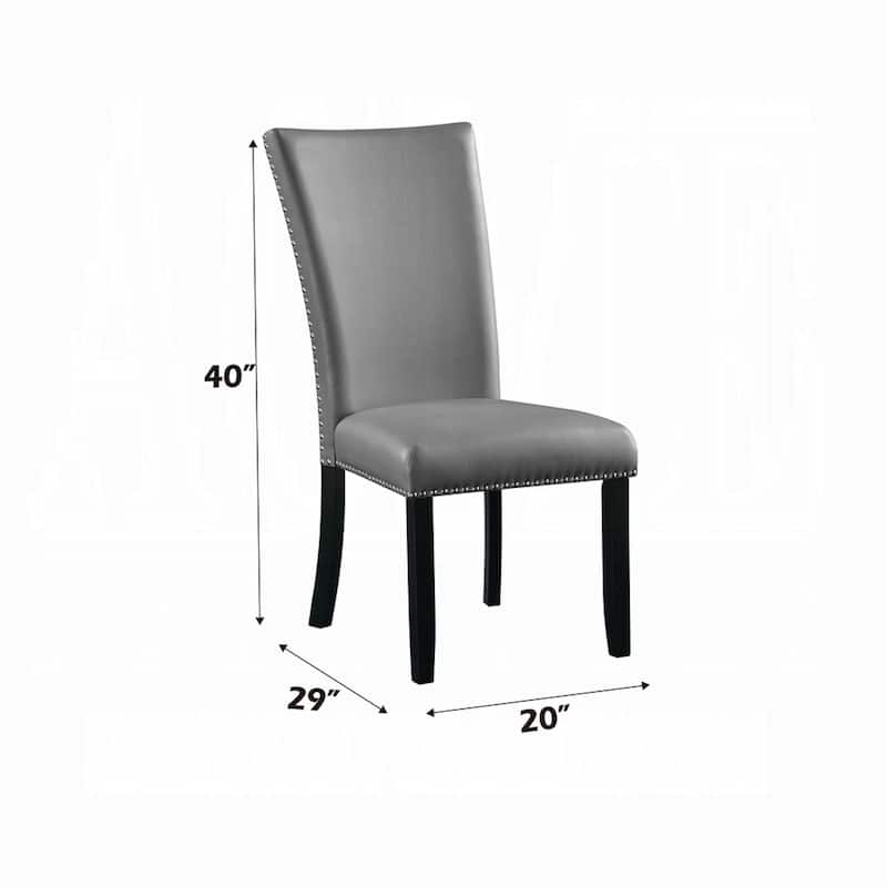 Aline Side Dining Chair Set of 2, Gray Faux Leather, Nailhead Trim
