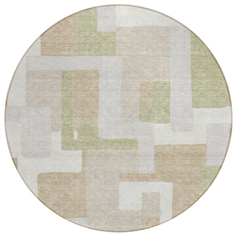 Machine Washable Indoor/ Outdoor Contempoary Blocks Chantille Rug