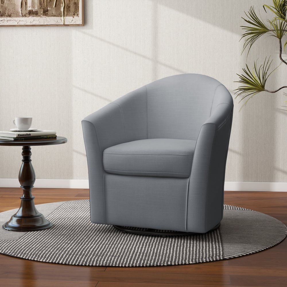 Linen Armchair Swivel Barrel Accent Chairs for Living Room