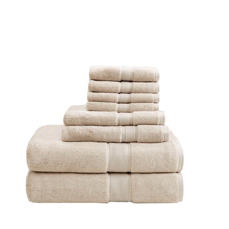 One hundred percent Cotton 8 Piece Antimicrobial Towel Set