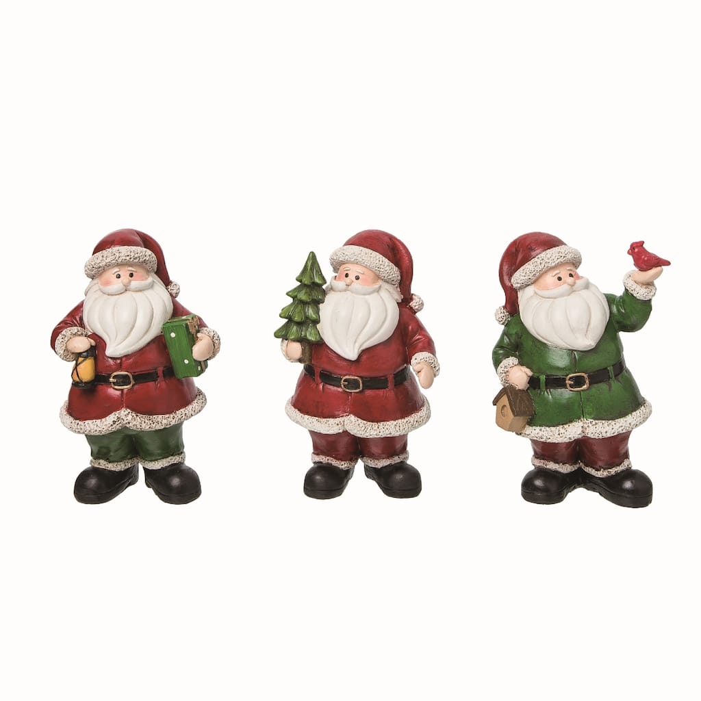 Transpac Small Resin Whimsical Santa Figurine Set of 3 Christmas Home Decorations