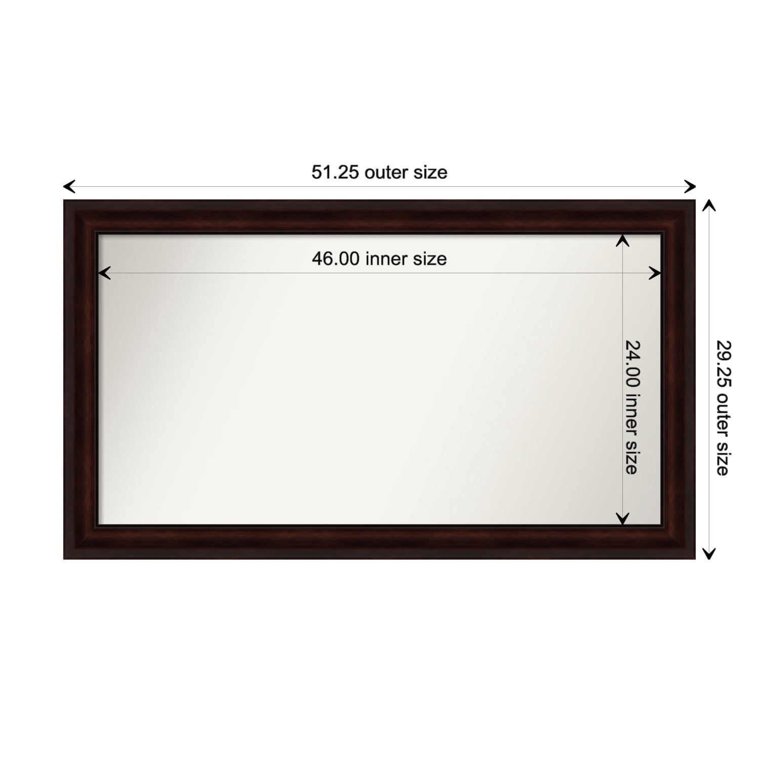Coffee Bean Brown Framed Non-Beveled Custom Wall Mirror, Bathroom Vanity Mirror