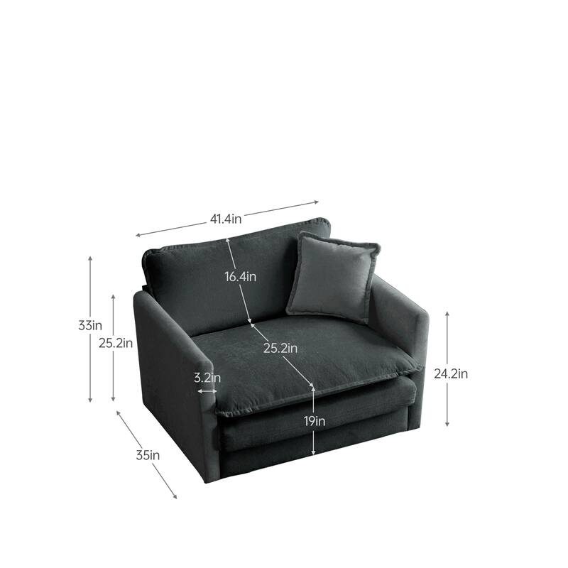 4-Seat Chenille Sectional Sofa Set (3-Seater + Accent Chair) with Deep Seats & Solid Wood Frame