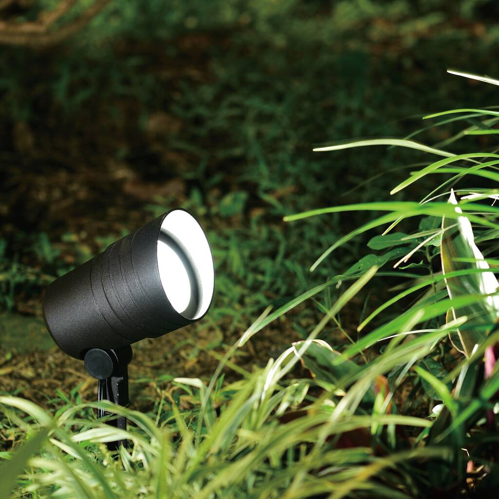 Low-Voltage Aluminum Black Outdoor Landscape Path Flood Light LED Clear Glass - 3.25-in W x 6.25-in H x 5.75-in D