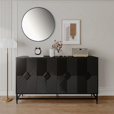 Wooden Cabinet With Glass Doors and Shelves Display Storage Cabinet