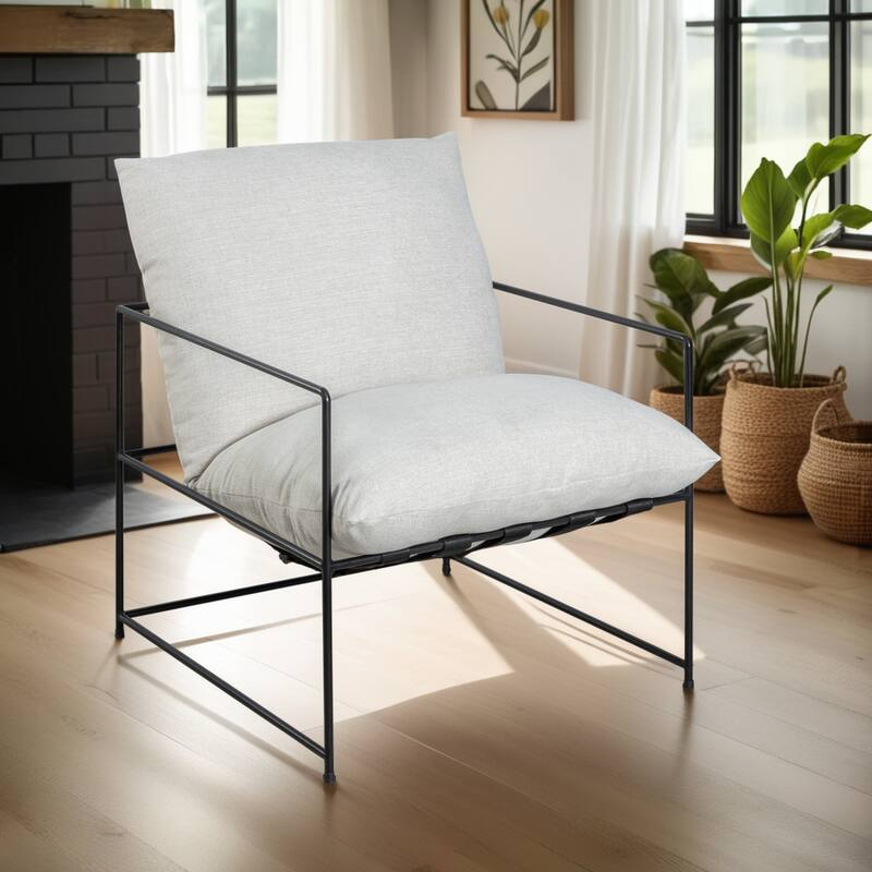 Rogan Modern Industrial Accent Chair - Soft Oat