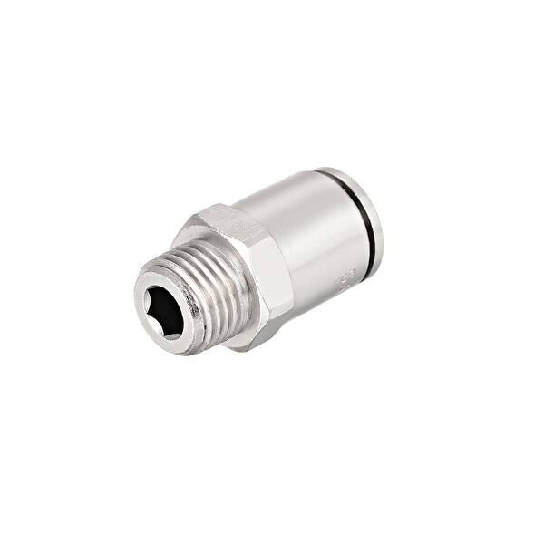 slide 2 of 3, 10mm Tube to 1/4 NPT Push Lock Fitting,Brass Nickel Plated Quick Tube Fittings