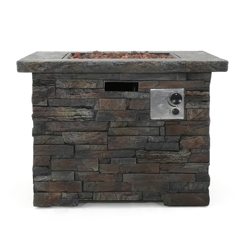 33 in. W x 33 in. D x 24.5 in. H Square Propane Burning Outdoor Fire Pit in Gray