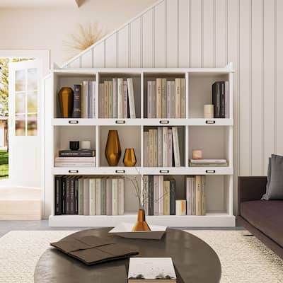 Solid Wood Bookcase Display Storage Cabinet with 7 Cube