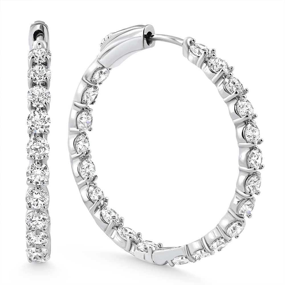 Bliss Diamond 4 1/2Ct Diamond Inside Outside Hooops Gold Women's Earrings Lab Grown 1.25" Tall