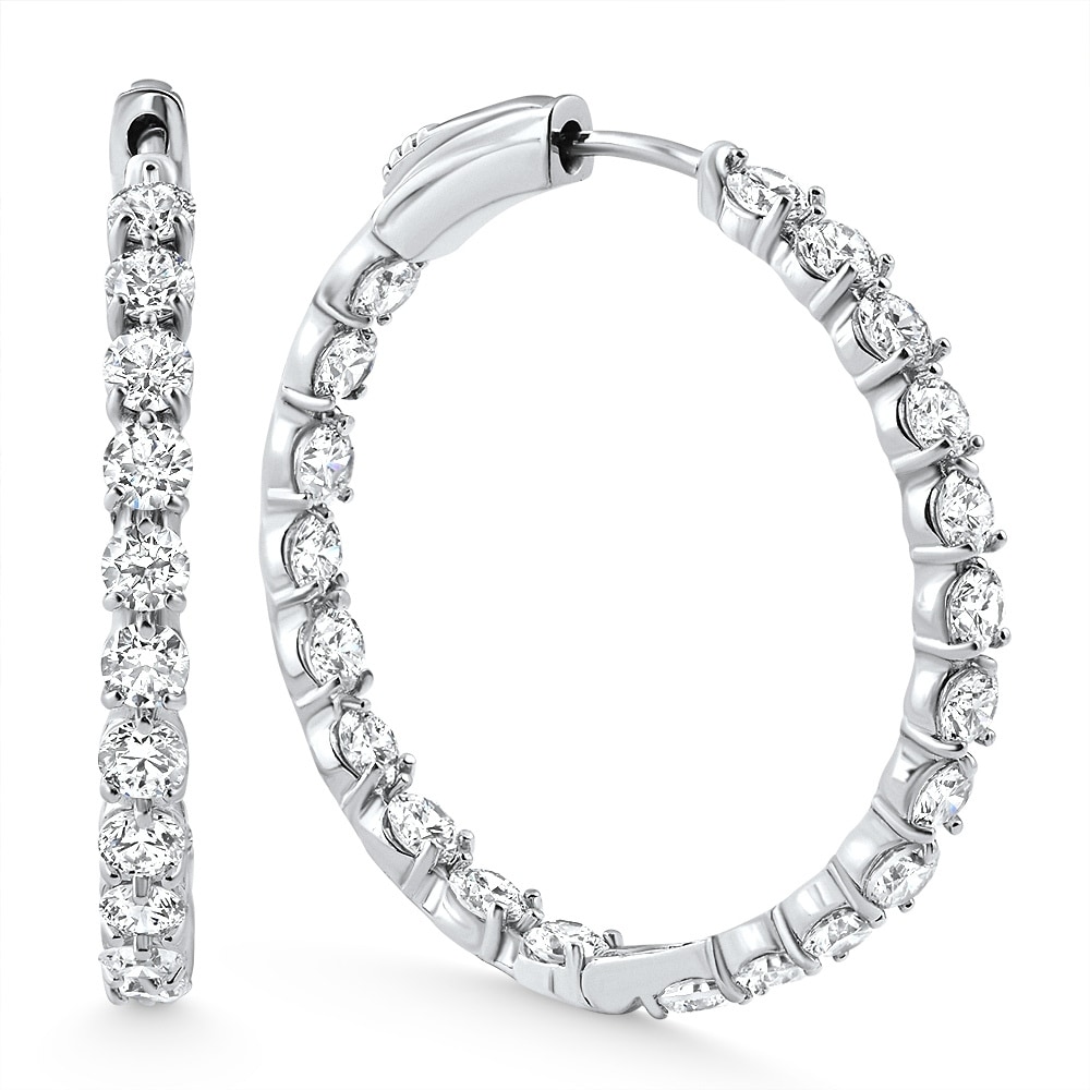 Bliss Diamond 4 1/2Ct Diamond Inside Outside Hoops Gold Women's Earrings Lab Grown 1.25" Tall