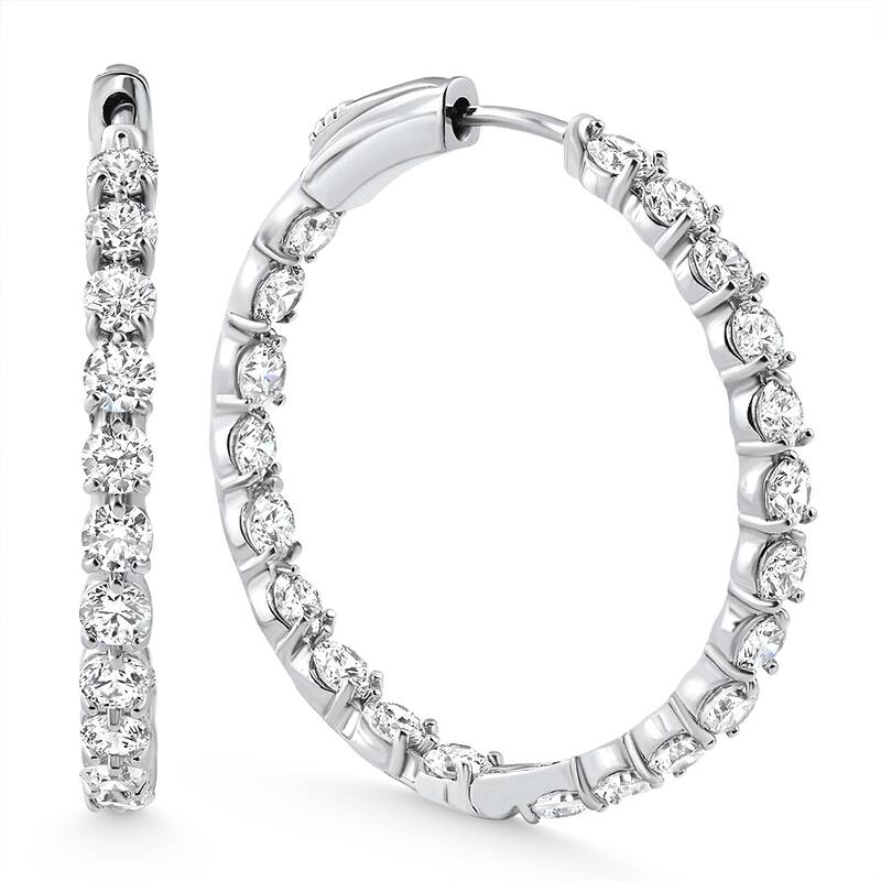 Bliss Diamond 4 1/2Ct Diamond Inside Outside Hooops Gold Women's Earrings Lab Grown 1.25" Tall