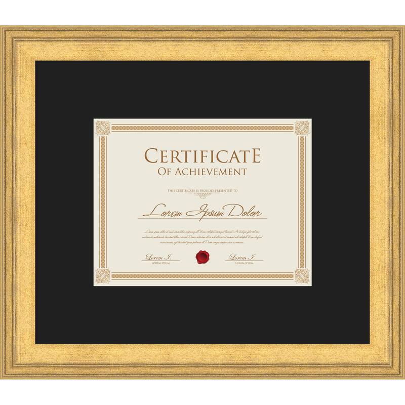 Owen Picture Frame, Photo Frame - 17x14.5 Matted Black 11x9 - Owen Gold