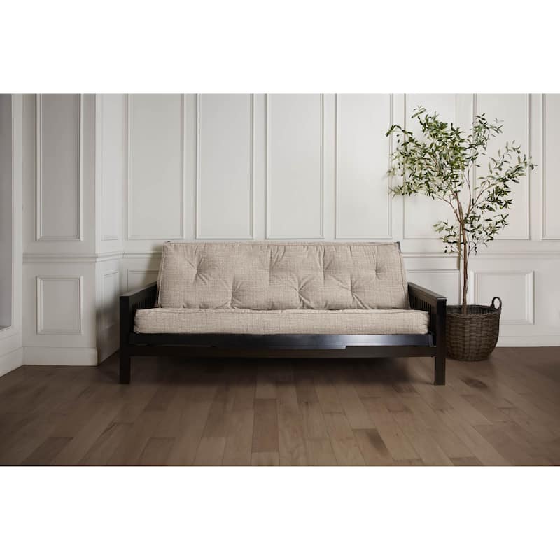 Sorra Home Indoor Houndstooth Futon Mattress - McKittrick Taupe/75 x 54 x 6 in - Full