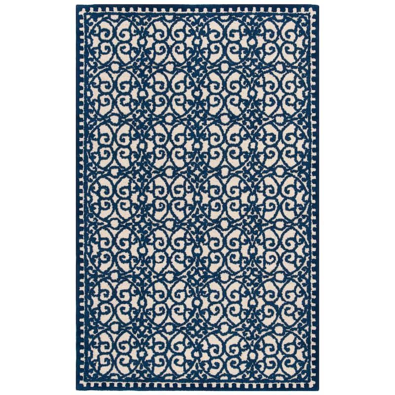 SAFAVIEH Handmade Cambridge Alodie Geometric Wool Rug - 4' x 6' - Navy