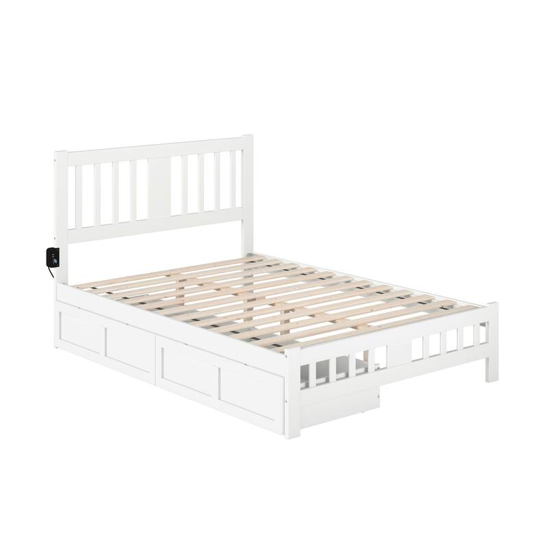 Tahoe Full Bed with Footboard and 2 Drawers in White